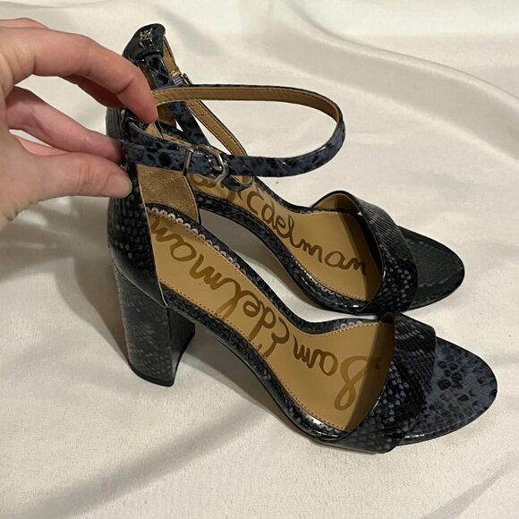 NWOT Sam Edelman | Yaro Block Heel Sandal | Snake Print Black | Size 8 - Picture 3 of 9